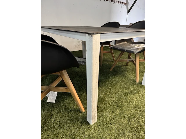 Tuintafel met glasplaat 160x100x73 cm met 4x tuinstoel - afbeelding 7 van  8