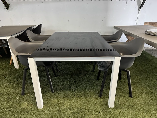 Tuintafel met glasplaat 160x100x73 cm met 4x tuinstoel - afbeelding 1 van  8