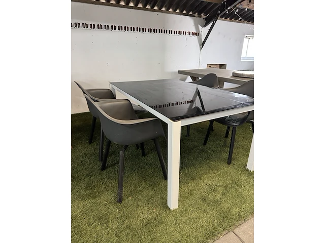 Tuintafel met glasplaat 160x100x73 cm met 4x tuinstoel - afbeelding 3 van  8