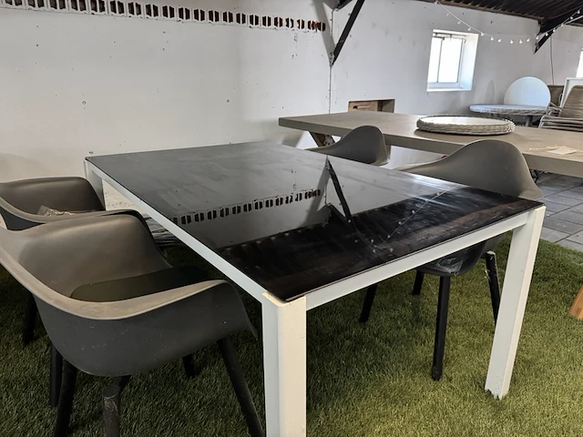 Tuintafel met glasplaat 160x100x73 cm met 4x tuinstoel - afbeelding 4 van  8