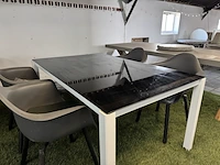 Tuintafel met glasplaat 160x100x73 cm met 4x tuinstoel - afbeelding 4 van  8
