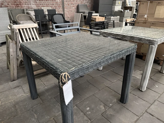 Tuintafel met glasplaat 90x90 cm, fonteyn, chesley, donkergrijs - afbeelding 3 van  5