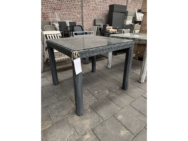 Tuintafel met glasplaat 90x90 cm, fonteyn, chesley, donkergrijs - afbeelding 4 van  5
