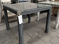 Tuintafel met glasplaat 90x90 cm, fonteyn, chesley, donkergrijs - afbeelding 4 van  5