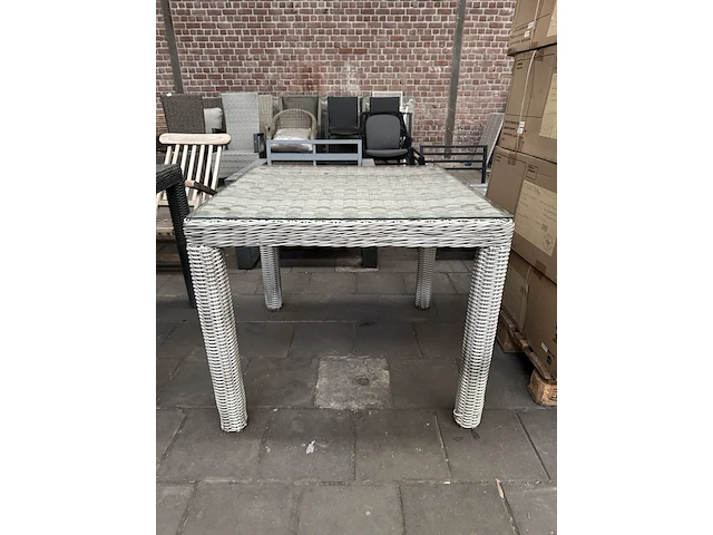 Tuintafel met glasplaat 90x90 cm, fonteyn, chesley, mixed grey - afbeelding 2 van  5