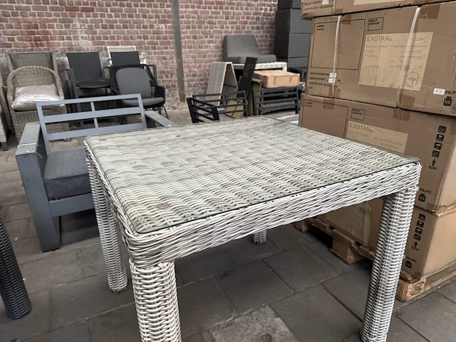 Tuintafel met glasplaat 90x90 cm, fonteyn, chesley, mixed grey - afbeelding 3 van  5