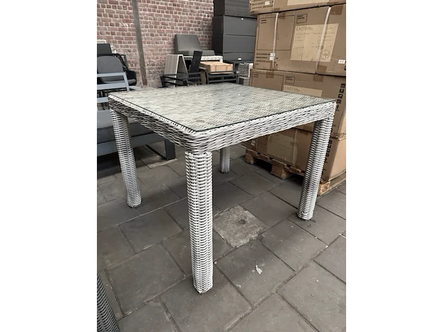 Tuintafel met glasplaat 90x90 cm, fonteyn, chesley, mixed grey - afbeelding 4 van  5