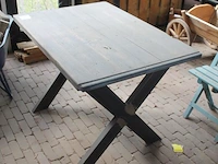Tuintafel met metalen onderstel. afmeting 110 x 78 x 78 cm. - afbeelding 2 van  2