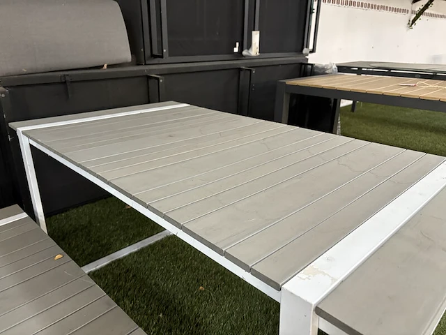 Tuintafel met twee tuinbanken, wit, grijs - afbeelding 6 van  6