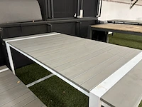Tuintafel met twee tuinbanken, wit, grijs - afbeelding 6 van  6