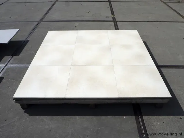 Tuintegels van keramiek - kleur stone cream - 60x60x1,8cm - 10,8m² - afbeelding 2 van  3