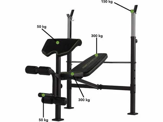 Tunturi wb60 halterbank - bankdrukbank - leg extension - bicep curls (12x) - afbeelding 2 van  4