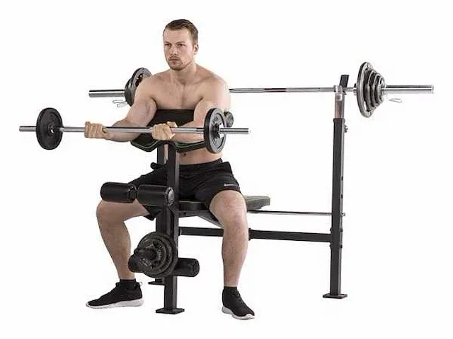 Tunturi wb60 halterbank - bankdrukbank - leg extension - bicep curls (12x) - afbeelding 3 van  4