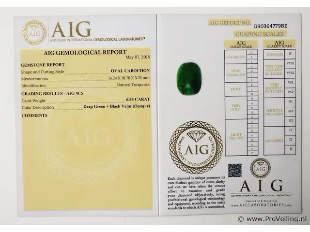Turquoise 6.85ct aig certified - afbeelding 8 van  8