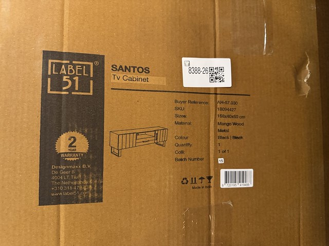 Tv- dressoir, label51, santos, zwart - afbeelding 5 van  5