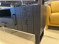 Tv- dressoir, zwart mangohout, zwart metalen onderstel - afbeelding 3 van  4