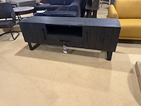 Tv- dressoir, zwart mangohout, zwart metalen onderstel - afbeelding 4 van  4