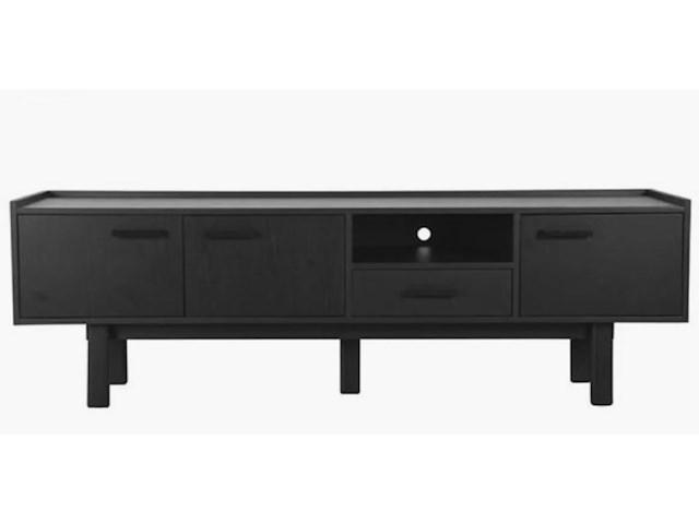 Tv-dressoir, zwart acaciahout - afbeelding 2 van  5