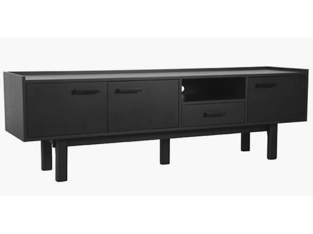 Tv-dressoir, zwart acaciahout - afbeelding 1 van  5