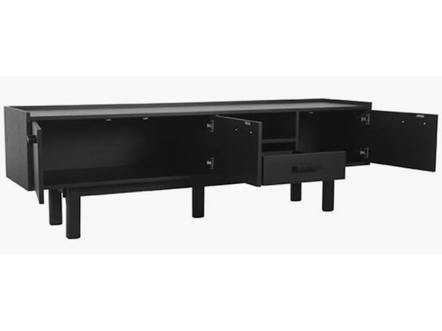 Tv-dressoir, zwart acaciahout - afbeelding 3 van  5