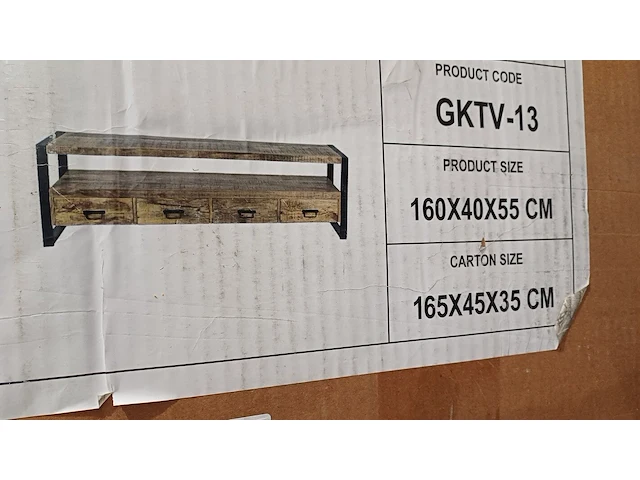 Tv meubel 160x45x75, sanderz, mango zwart staal, 2025 - afbeelding 2 van  3