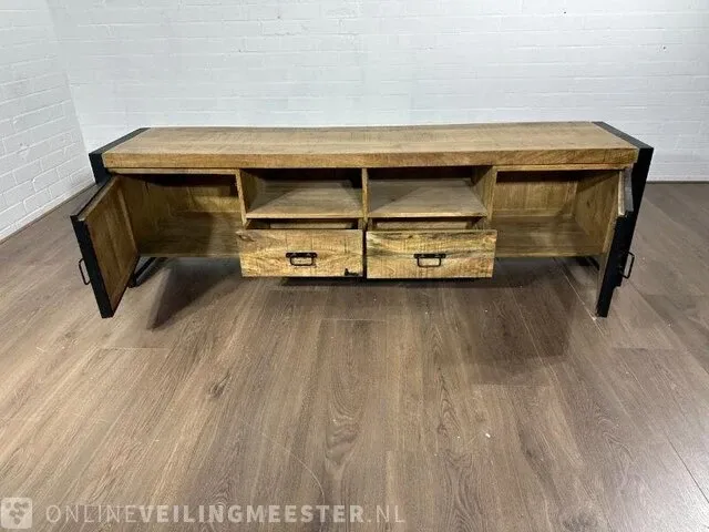 Tv meubel – mangohout – zwart metalen afwerking - afbeelding 5 van  6