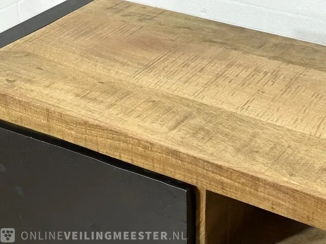 Tv meubel – mangohout – zwart metalen afwerking - afbeelding 6 van  6