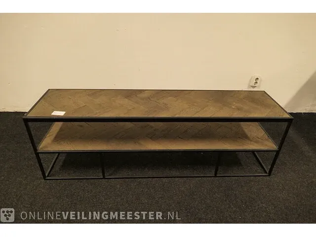 Tv meubel met onderblad visgraat ingelegd - afbeelding 3 van  10