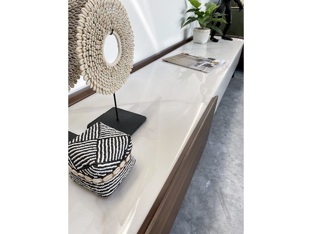 Tv-meubel met wit marmeren blad, by italia, walnoot / wit marmer - afbeelding 8 van  13