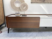 Tv-meubel met wit marmeren blad, by italia, walnoot / wit marmer - afbeelding 9 van  13