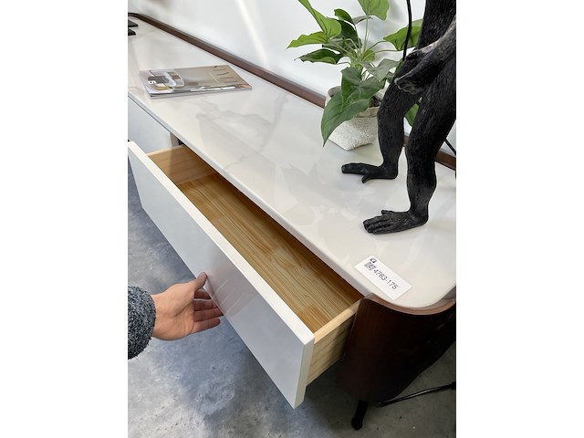 Tv-meubel met wit marmeren blad, by italia, walnoot / wit marmer - afbeelding 12 van  13