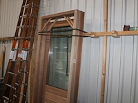 Twee hardhouten buitendeurkozijnen 106 x 242 cm met twee hardhouten buitendeuren. - afbeelding 1 van  3