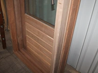 Twee hardhouten buitendeurkozijnen 106 x 242 cm met twee hardhouten buitendeuren. - afbeelding 3 van  3