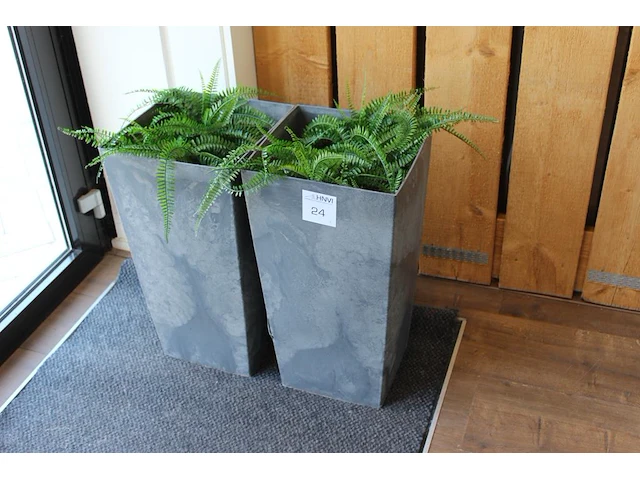 Twee kunstplanten in kunststof plantenbakken met hoogte 65 cm. - afbeelding 1 van  2