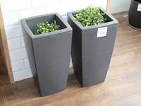 Twee kunststof plantenbakken met kunstplanten afm. 29 x 29 x 56 cm. - afbeelding 1 van  2