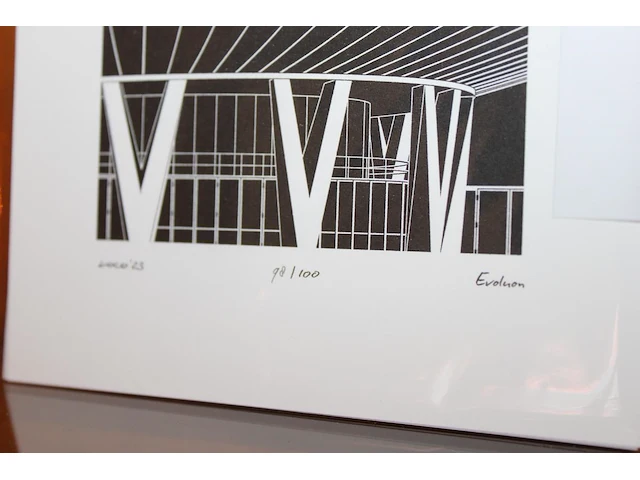 Twee litho's evoluon en klokgebouw. - afbeelding 3 van  3