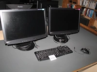 Twee monitoren eizo flexscan s240w 24 inch s2111w 21 met toetsenbord en muis. - afbeelding 1 van  3
