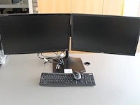 Twee monitoren iiyama pro lite e2410hds 24 inch en acer v243h 24 inch op dubbele armsteun met toetsenbord e... - afbeelding 1 van  3