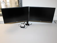 Twee monitoren iyama 24 inch aan bureaubeugel met dokkingstation gearlab glb232003 - afbeelding 1 van  3