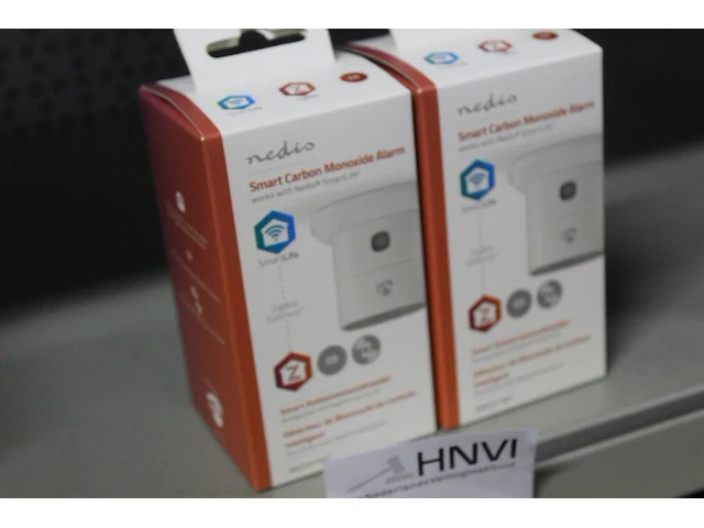 Twee smart carbon monoxide alarm nedis type zbdc011wt, volume 85 db, afm. 60 x 60 x 50 mm - afbeelding 1 van  2