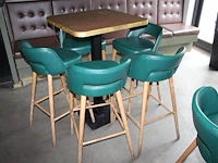 Twee statafels 70 x 70 x 110 cm met acht barkrukken met kunstlederen bekleding. afmeting - afbeelding 3 van  4