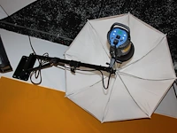Twee studioflitsers mettle 400 q met paraplusoftboxen aan verstelbare falco eyes wb 1250 wallboom en op sta... - afbeelding 3 van  3