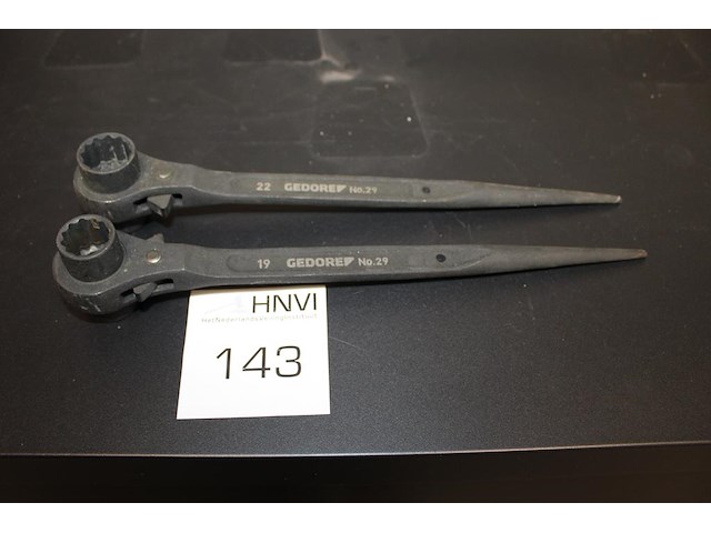 Twee werfpunt-ratel-12-kant gedore maat 19/22. - afbeelding 1 van  2