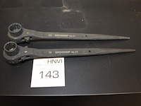 Twee werfpunt-ratel-12-kant gedore maat 19/22. - afbeelding 1 van  2