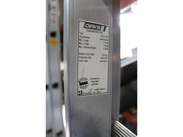 Tweedelige ladder dirks met 2x 14 treden. - afbeelding 2 van  3