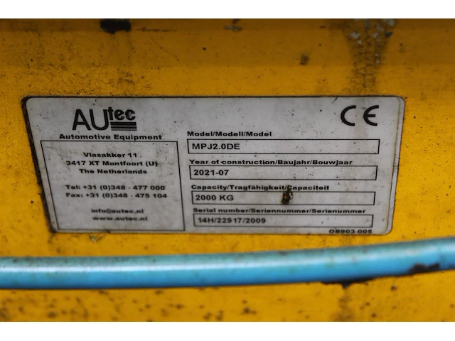Tweekoloms hefbrug auteclift alh3225tc2-5015/7038 met maximaal hefvermogen 3200 kg. bouwjaar november 2019. - afbeelding 7 van  7