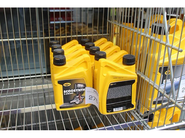 Tweetakt motorolie kroon oil scoosynth 2-stroke 9 flacons a 1l. excl. draadmand - afbeelding 1 van  2
