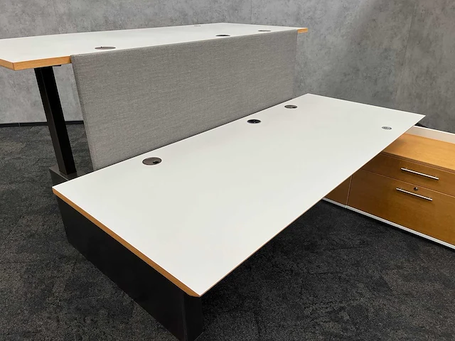 Twinform - design elektrisch zit/sta werkplek 200x85 met dressoir - blank gelakt frame - afbeelding 7 van  33