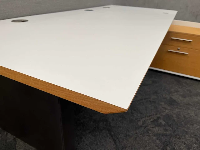 Twinform - design elektrisch zit/sta werkplek 200x85 met dressoir - blank gelakt frame - afbeelding 32 van  33
