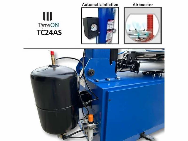 Tyreon tc24as heavy-duty banden demonteermachine met kantelende kolom en dubbele airbooster in de spanklauwen - afbeelding 4 van  26